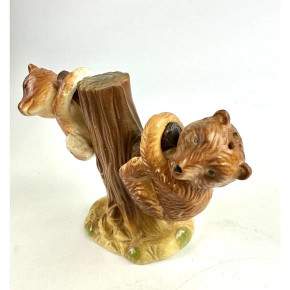 Vintage Kitschy Bear Cubs Salt And Pepper Shakers Cute Hanging On A Tree Design - Picture 7 of 12